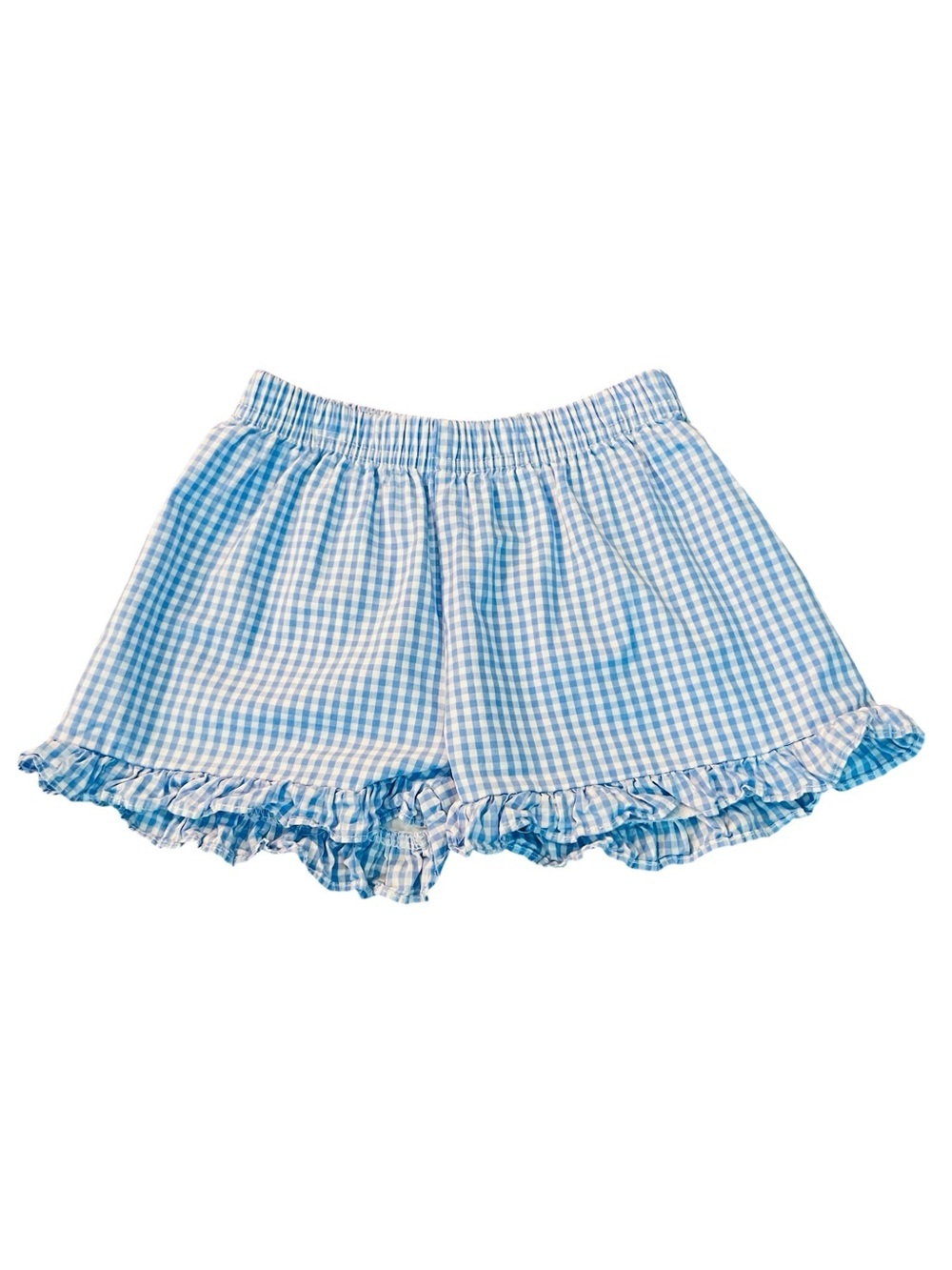 Cecil And Lou Girls' Light Blue and White Gingham Ruffle Shorts Size 2T